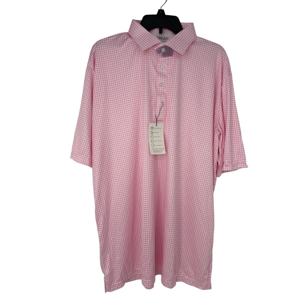 Collars & Co Pink Gingham Dress Collar Polo Shirt Men’s 2XL Relaxed NWT